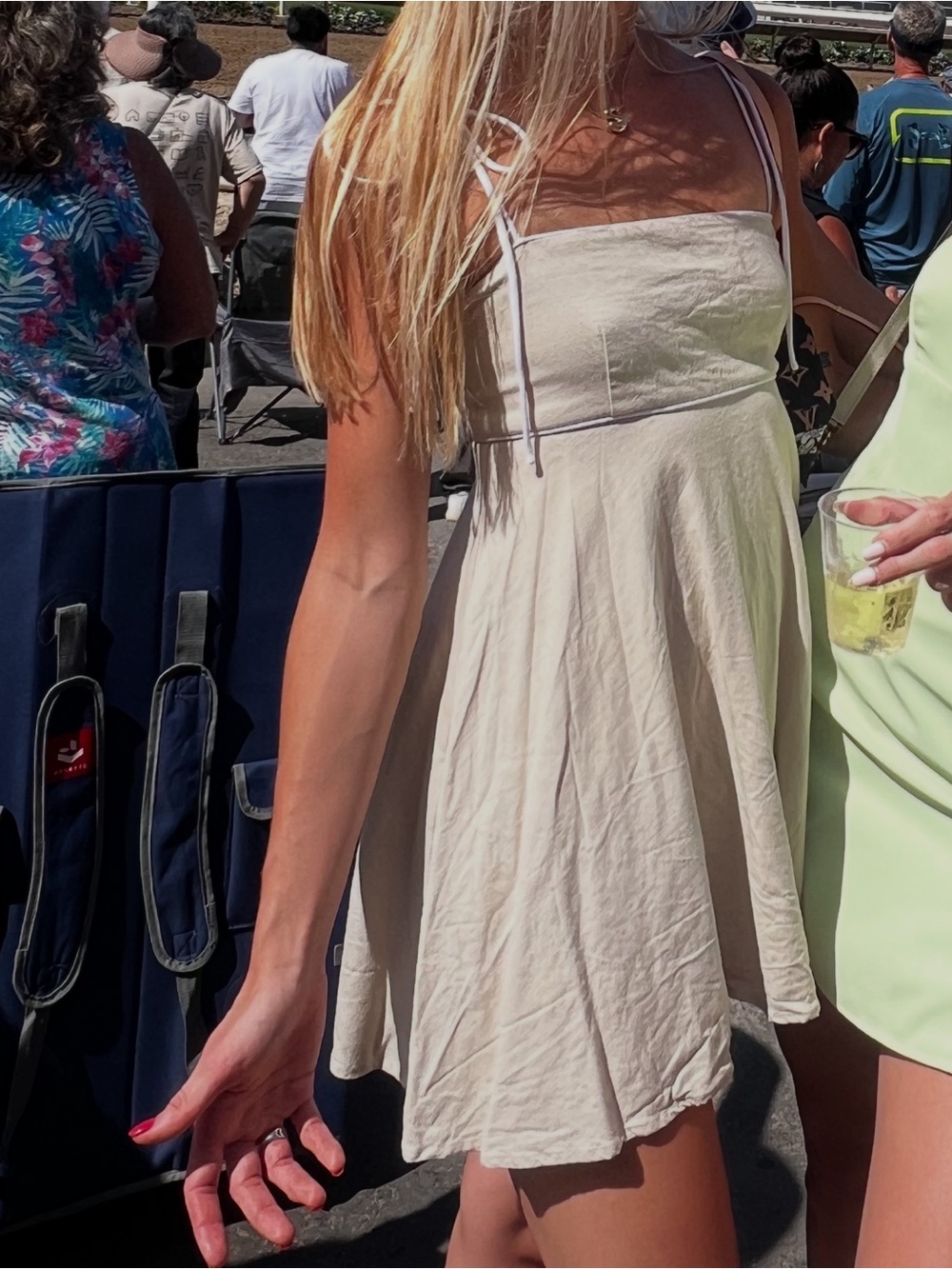 MAJORELLE Cream Flared Strap Dress-Skort